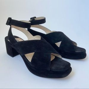 Prada black suede platform sandal 41